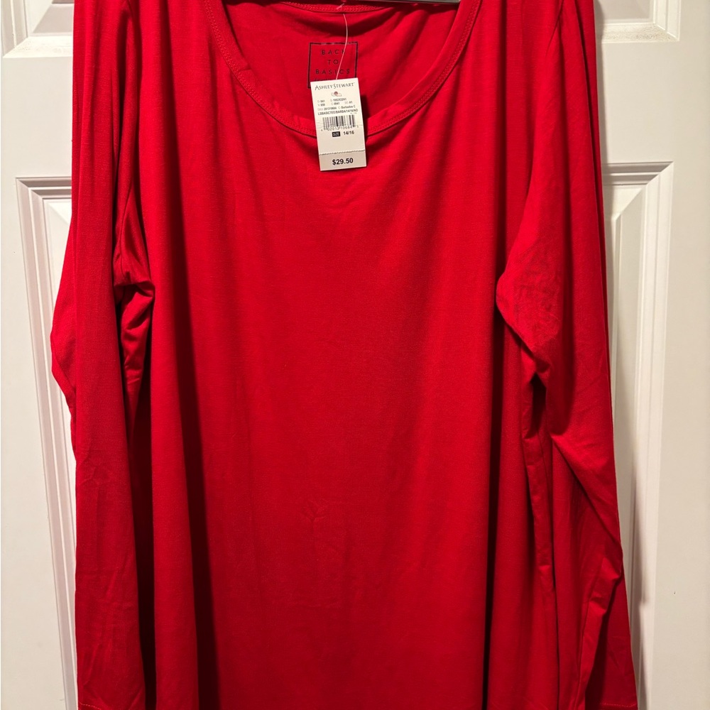 Ashley Stewart Radiant Red Long Sleeve Top